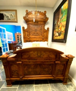 Thumbnail: American Walnut Bed and Armoire C 1875-85