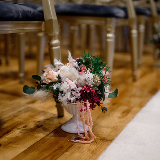 Ceremony aisle flowers in bud vases at Killashee Hotel wedding