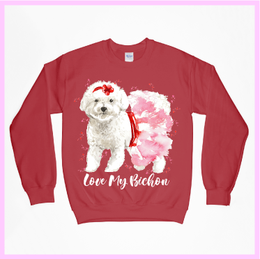 "Love my Bichon" Red Sweatshirt