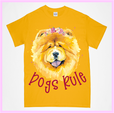 Chow "Dogs Rule" Gold Tee
