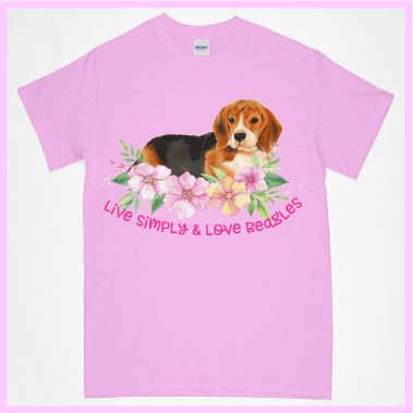"Live Simply & Love Beagles" Pink Tee