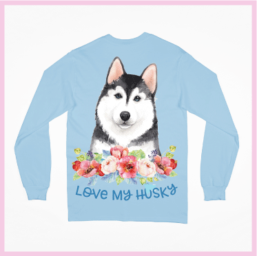 "Love My Husky" Light Blue Sweatshirt
