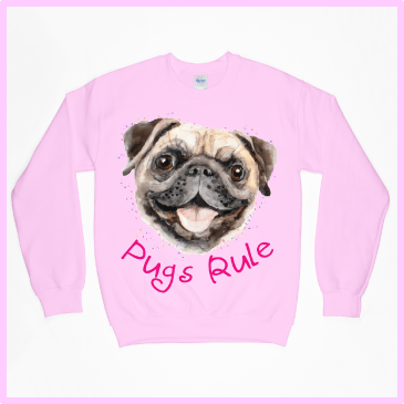 "Pugs Rule" Pink Sweatshirt