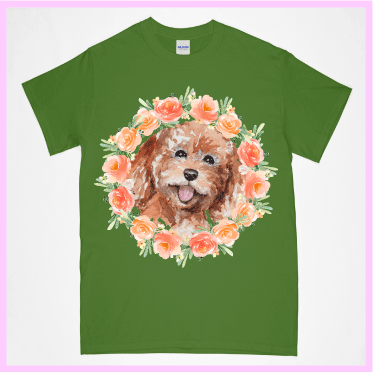 "Dudley the Golden Doodle" Forest Green Tee