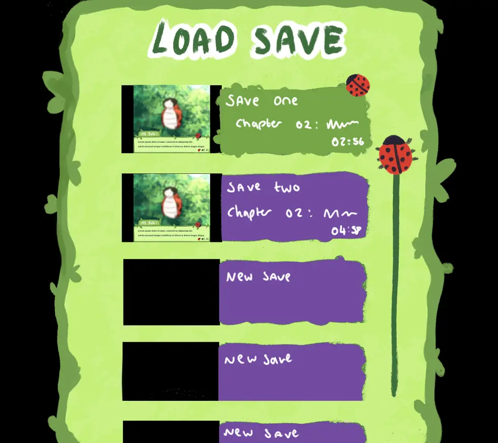 Bug Save Screen Concept