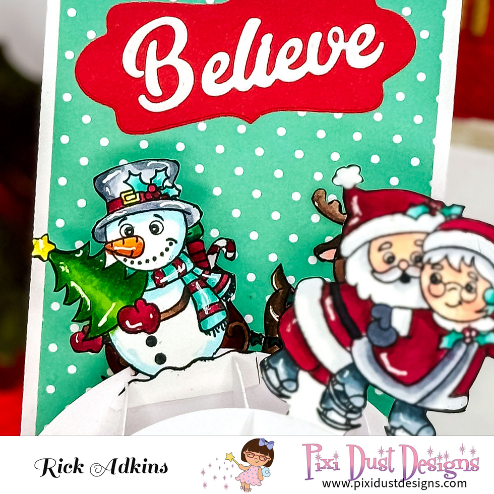 Stand Up Pop Up Holiday Card by Rick Adkins Close Up View