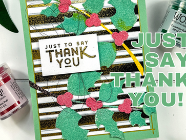 Shiny Christmas Thank You Card with Foil and Embossing Powders
