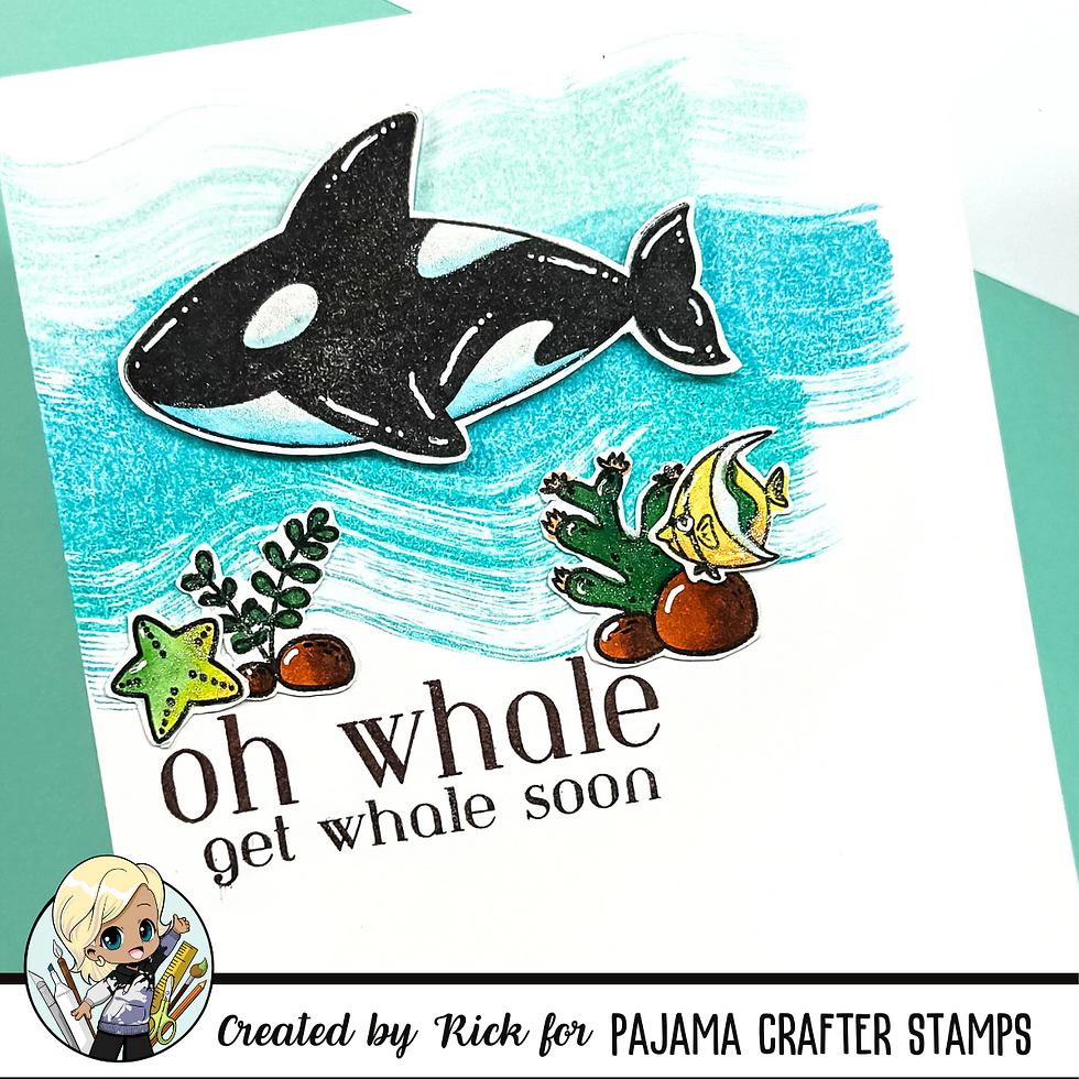 CAS Oh Whale Get Well Soon Card by Rick Adkins Close Up View