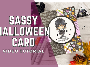 Sassy Halloween Card with Copic Coloring and Patterned Paper Layers