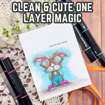 One Layer Bunny Card with Easy Alcohol Marker Coloring