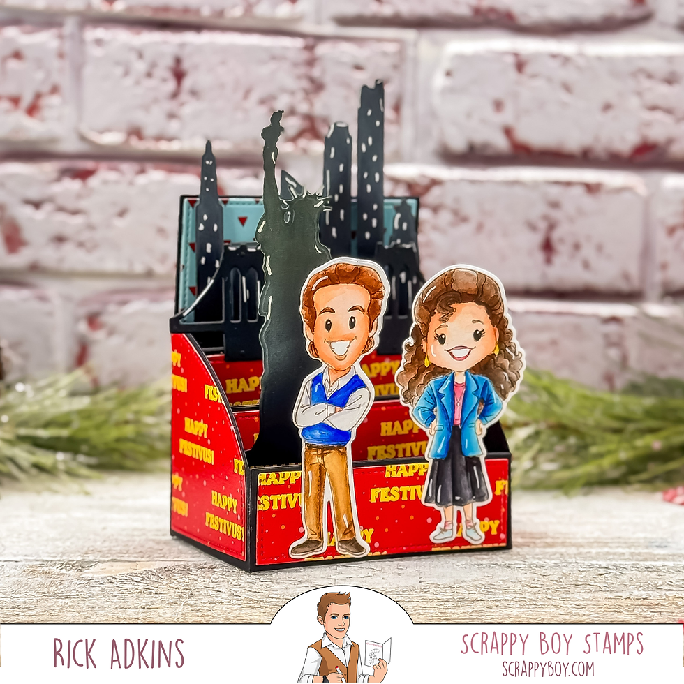 Happy Festivus 3D Box Card with Scrappy Boy Stamps New Yorkers Collection
