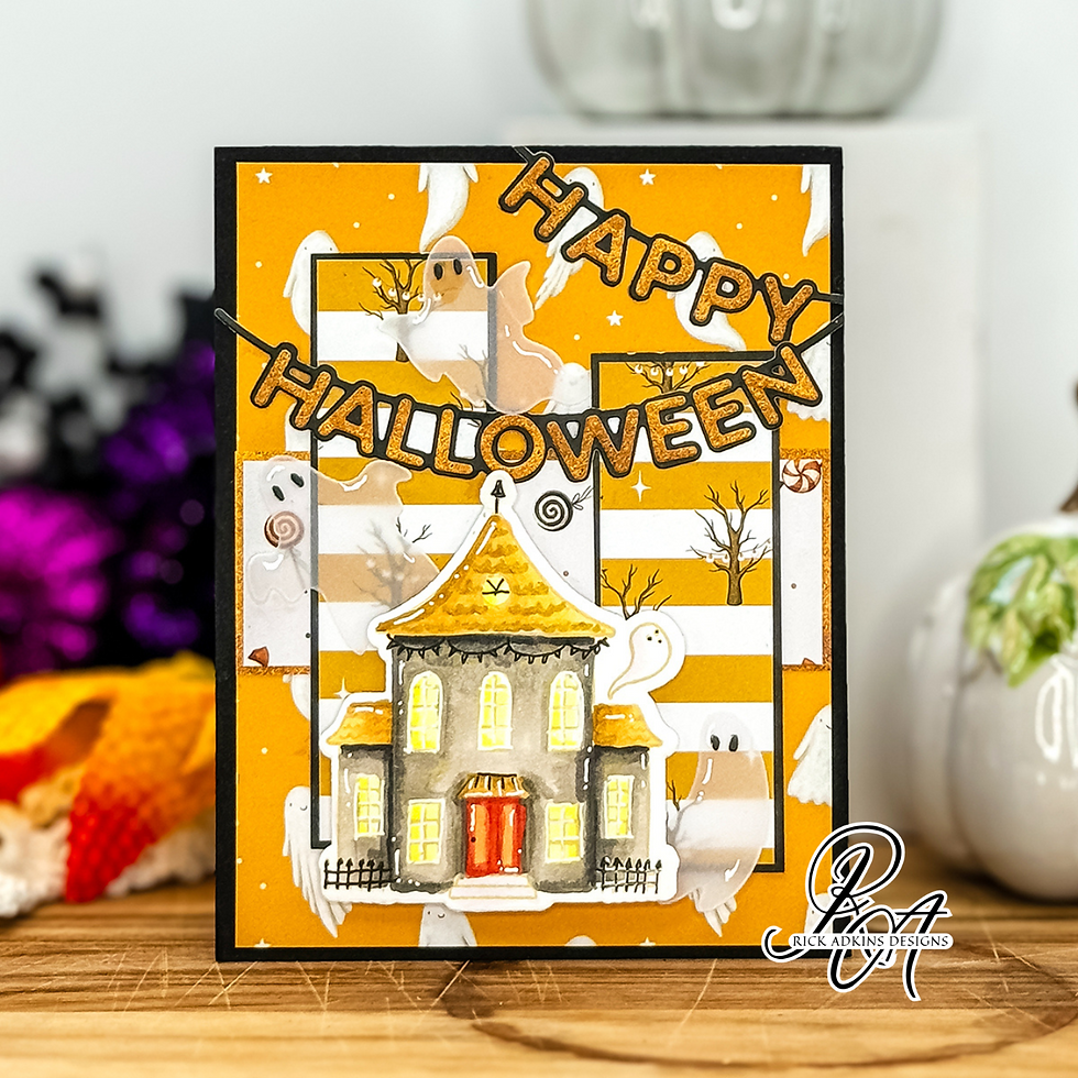 Happy Halloween Haunted House Ghost Card by Rick Adkins Front View
