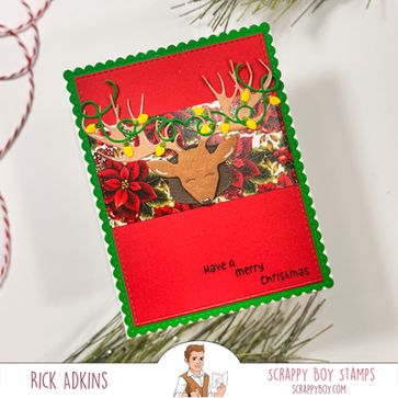 Clean & Layered Christmas Reindeer Card with Ink Blended Lights | Scrappy Boy Stamps