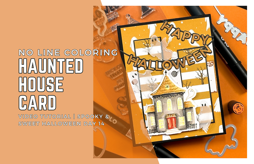 No Line Coloring Haunted House Card Blog Banner