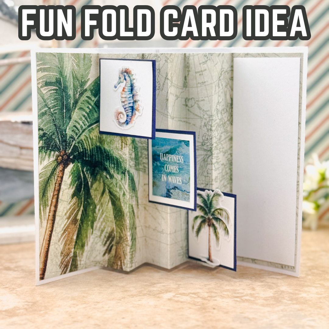 Seaside Memories Accordion Fun Fold Card Measurement Guide