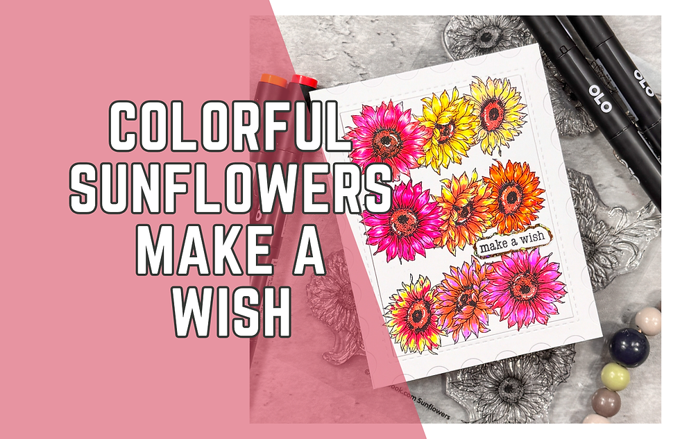 Colorful sunflower drawing on paper with "make a wish" text. Pink background, markers, and decorative balls nearby. Creative and vibrant mood.