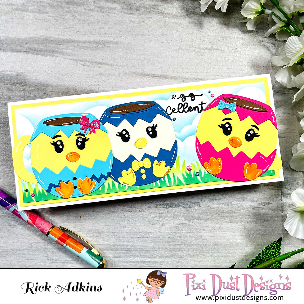 Chick Mug Easter Scene Card by Rick Adkins Over Head View