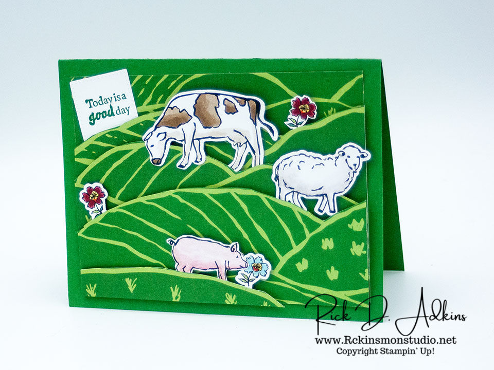 Day at the Farm Designer Series Paper Layered Handmade Card by Independent Stampin' Up! Demonstrator Rick Adkins