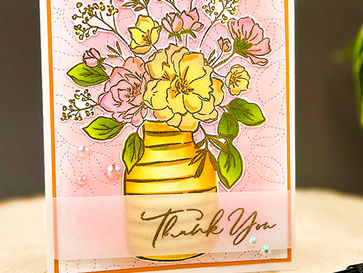 Inky Bouquet Thank Card - Pinkfresh Studio April 2023 Challenge