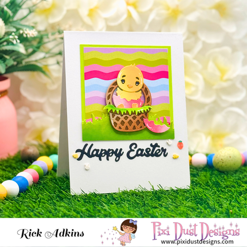 Happy Easter Chick in an Easter Basket Card