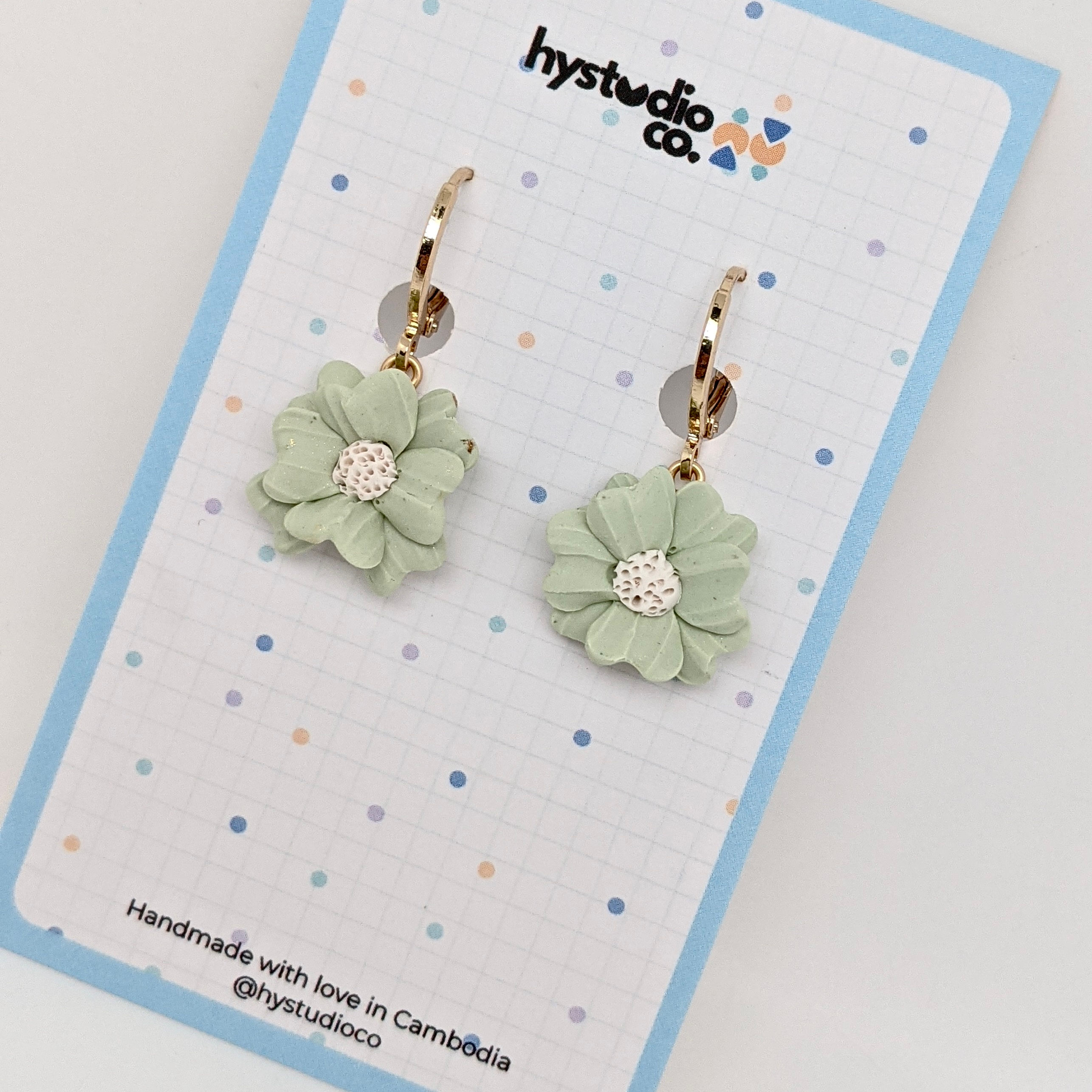 Small Flower Dangles and Hoops green