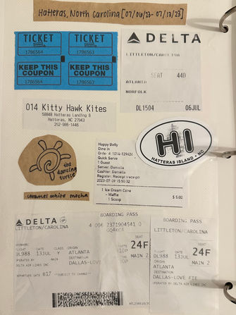 Favorite piece: Ticket stubs I saved from Molasses Creek band performance. 