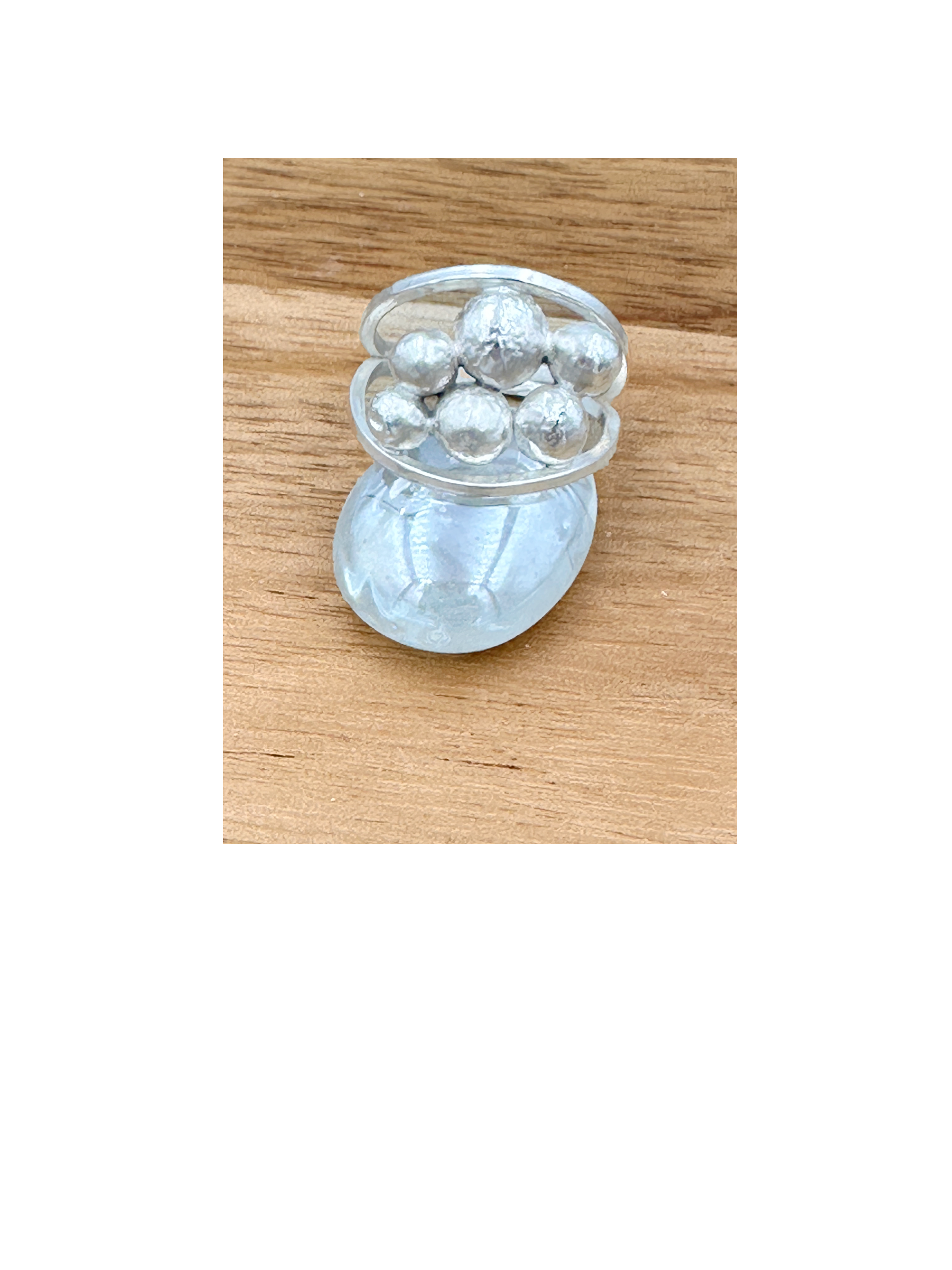 Sterling silver 2 band ring with silver balls