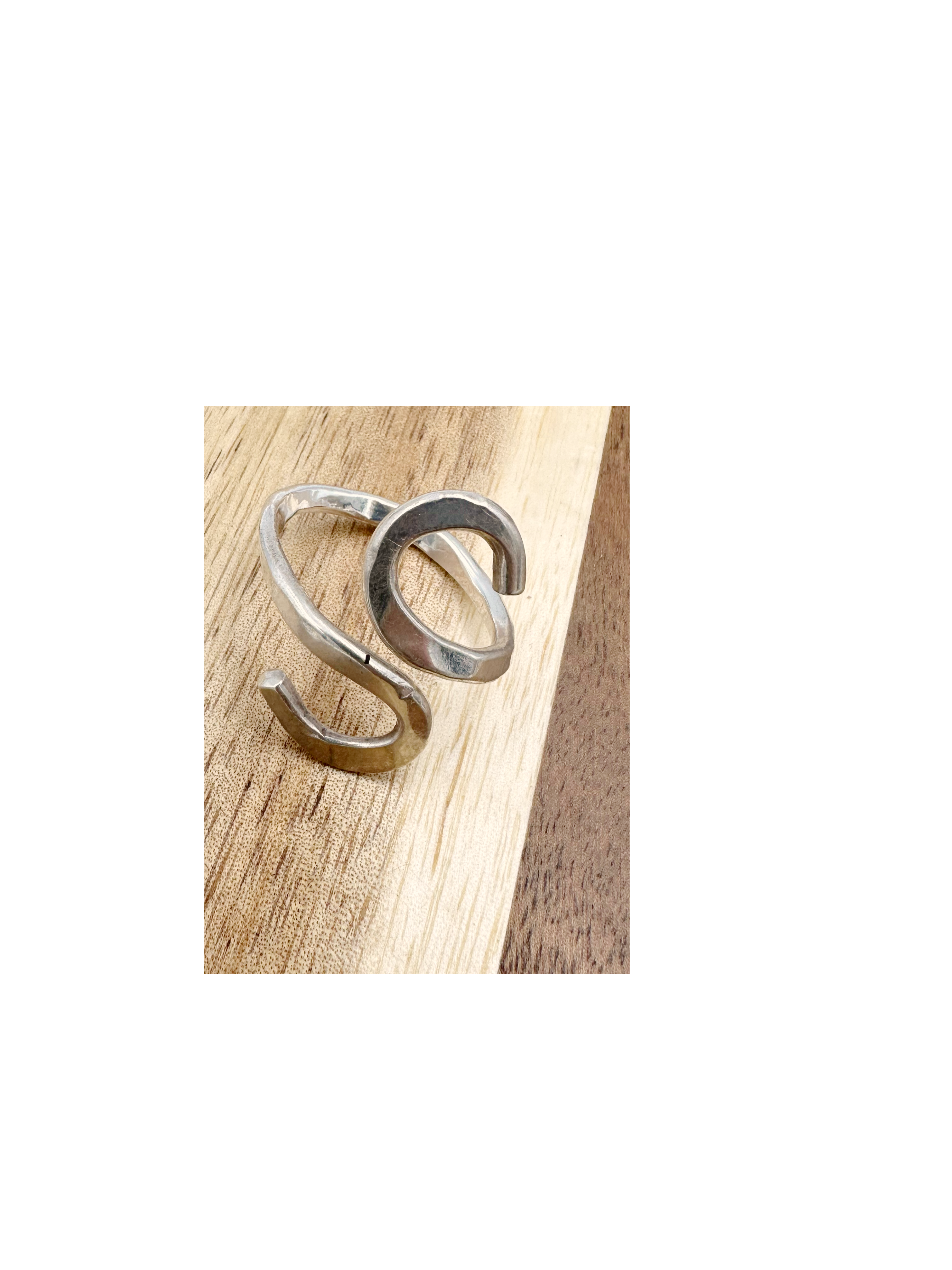Sterling Silver hammered S shape ring