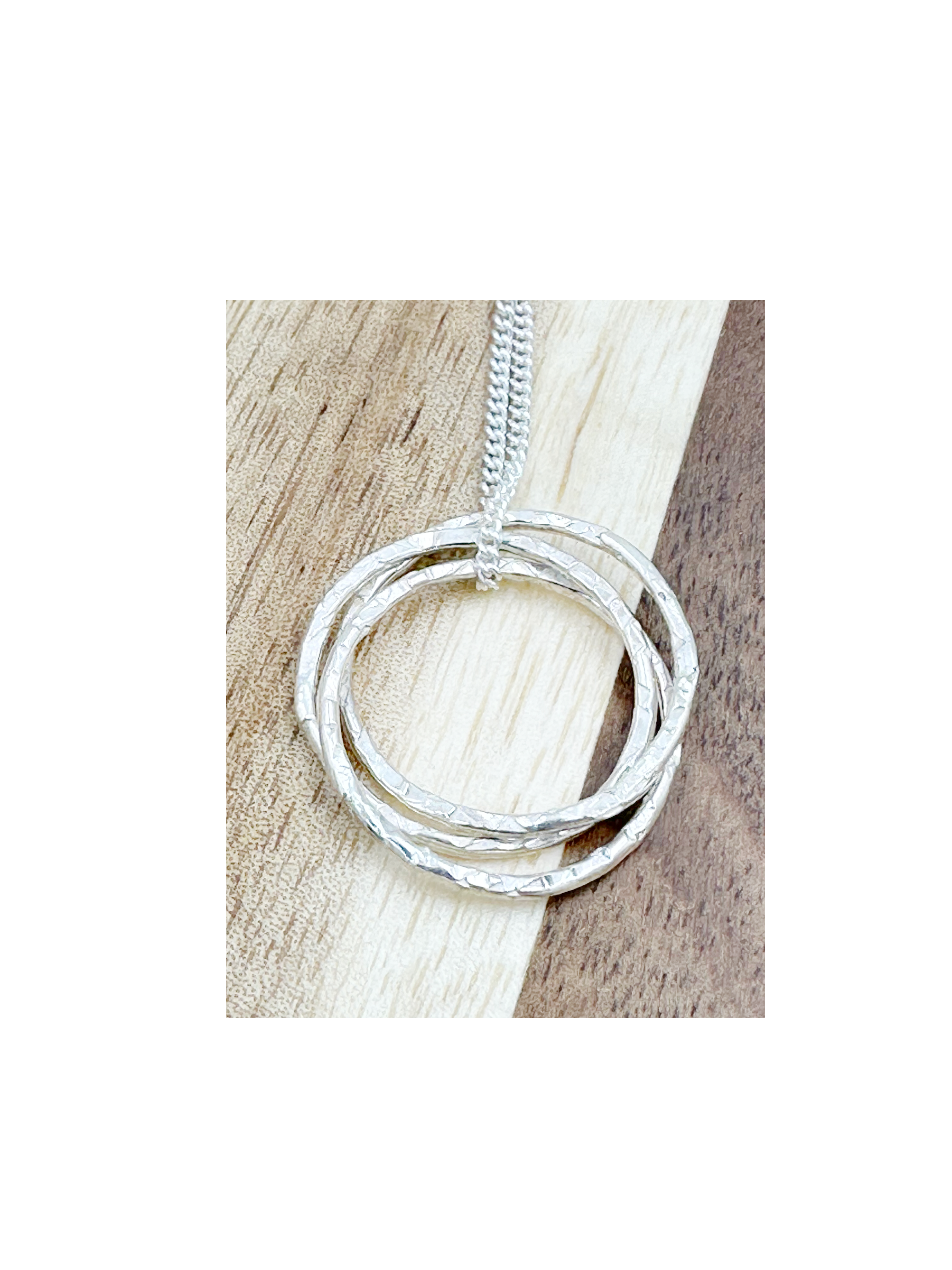 Sterling Silver Hammered Russian Rings Pendant