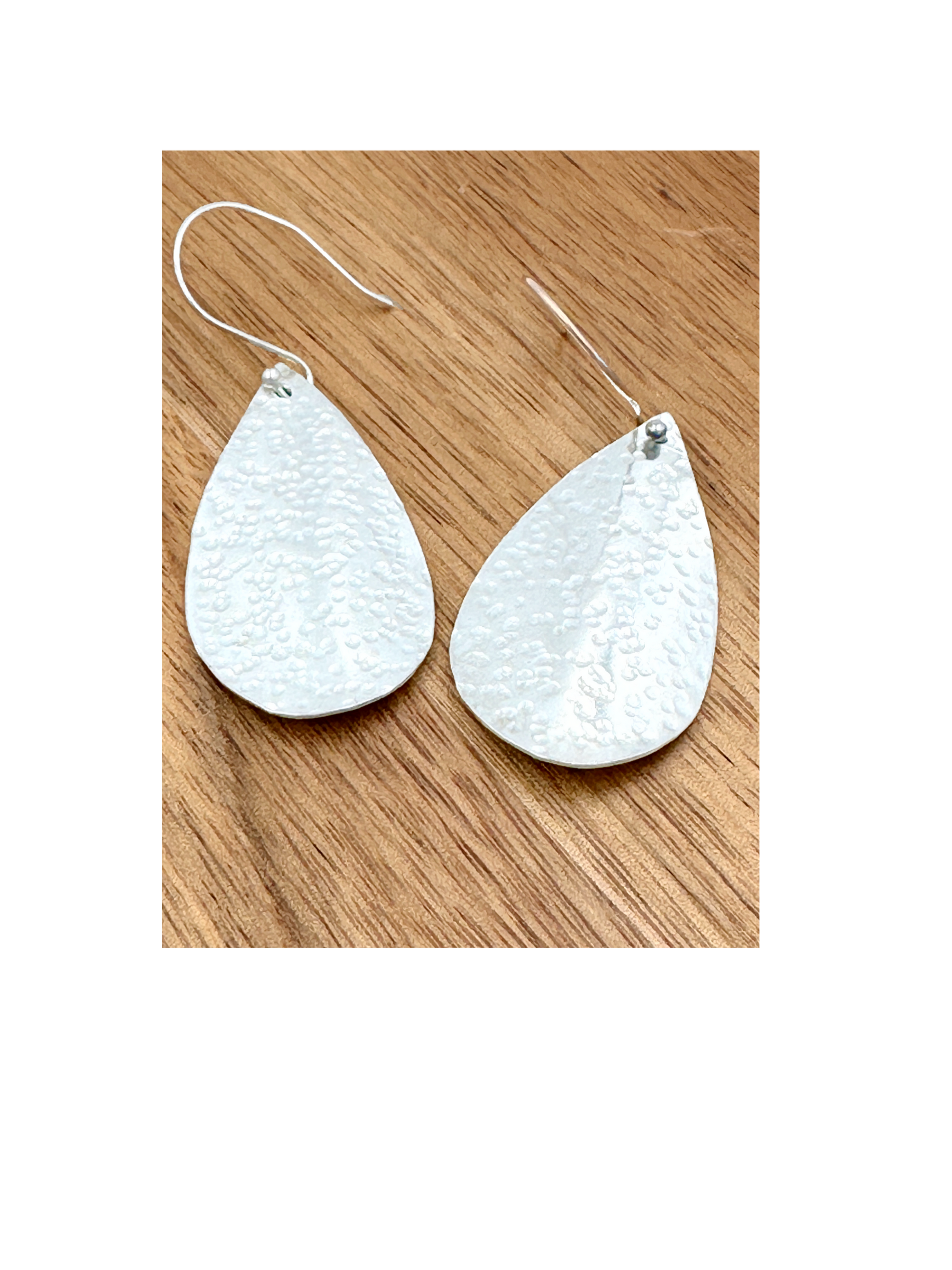 Sterling silver large teardrop hammered earrings