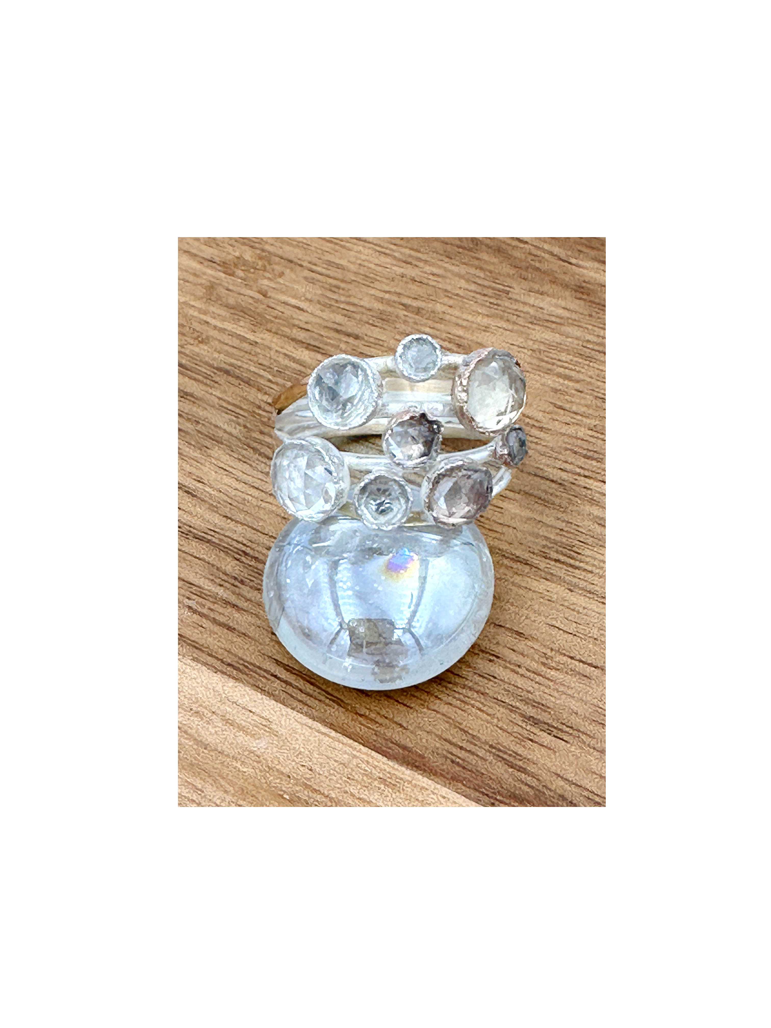 Sterling Silver and 'Gold Filled' white topaz ring