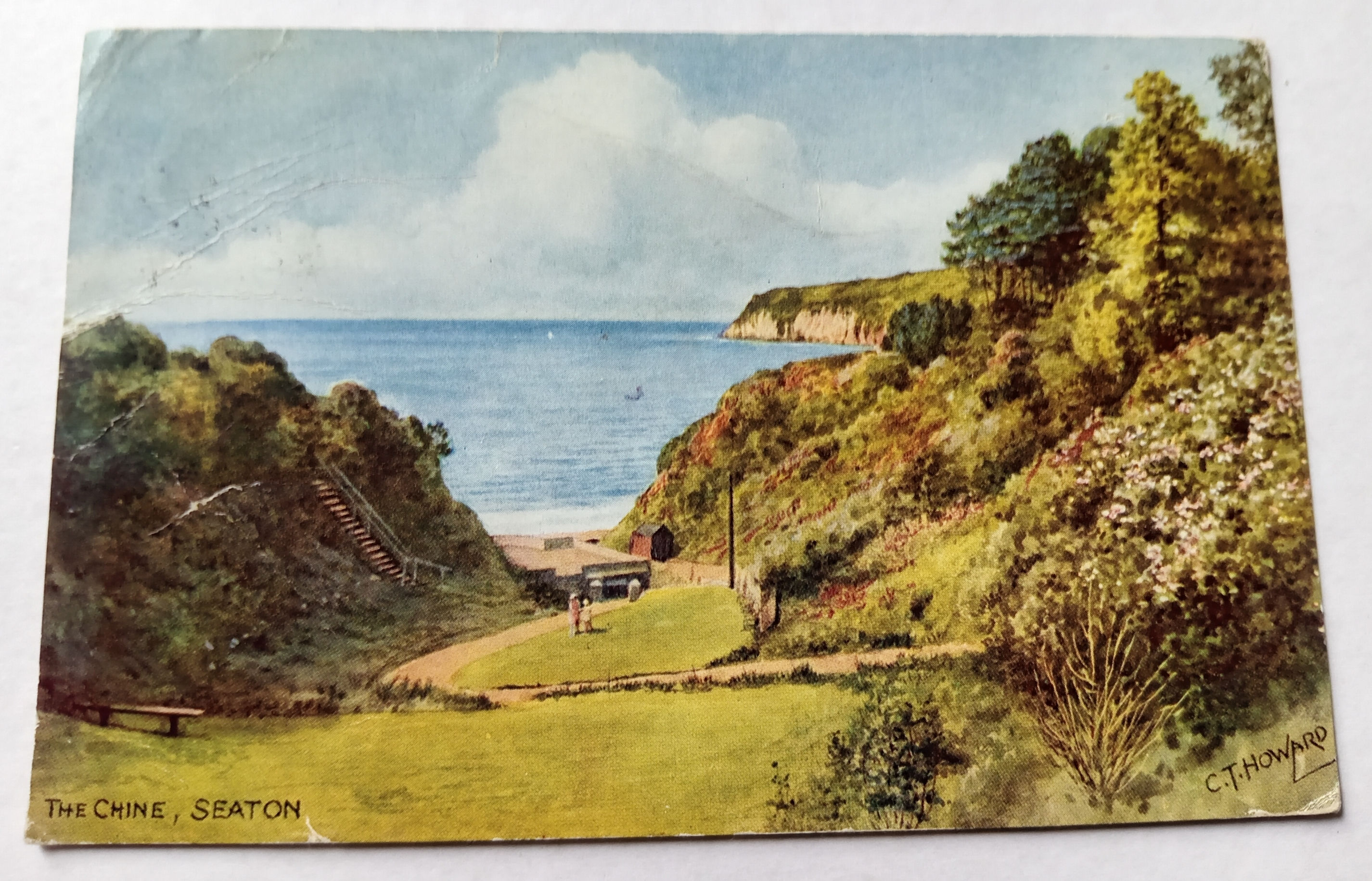 SEATON: The Chine by C. T. Howard Vintage Postcard