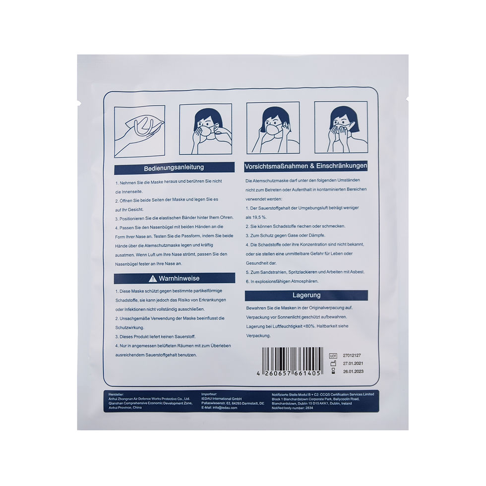 Miniaturbild: BSWAY® 10St. FFP2 Mundschutzmaske mit Clip 2834 Einzeln Verpackt Grau