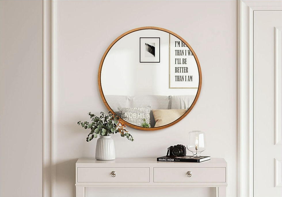 מראות עגולות מסגרת עץ, במגוון גדלים