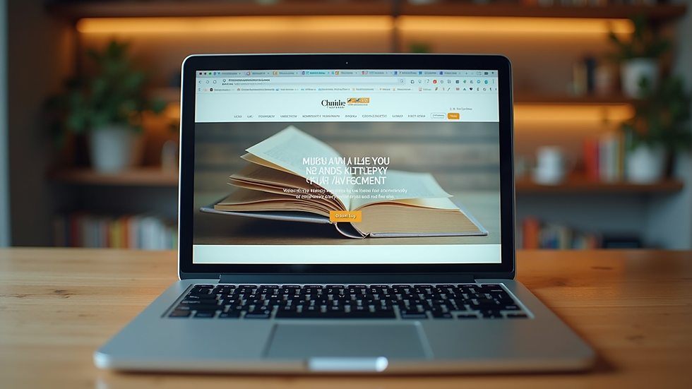 Eye-level view of a laptop screen showing a book giveaway webpage