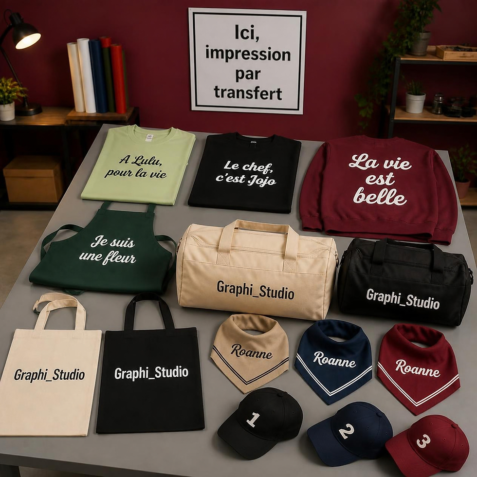 Textiles personnalisés avec impressions sur vêtements et accessoires