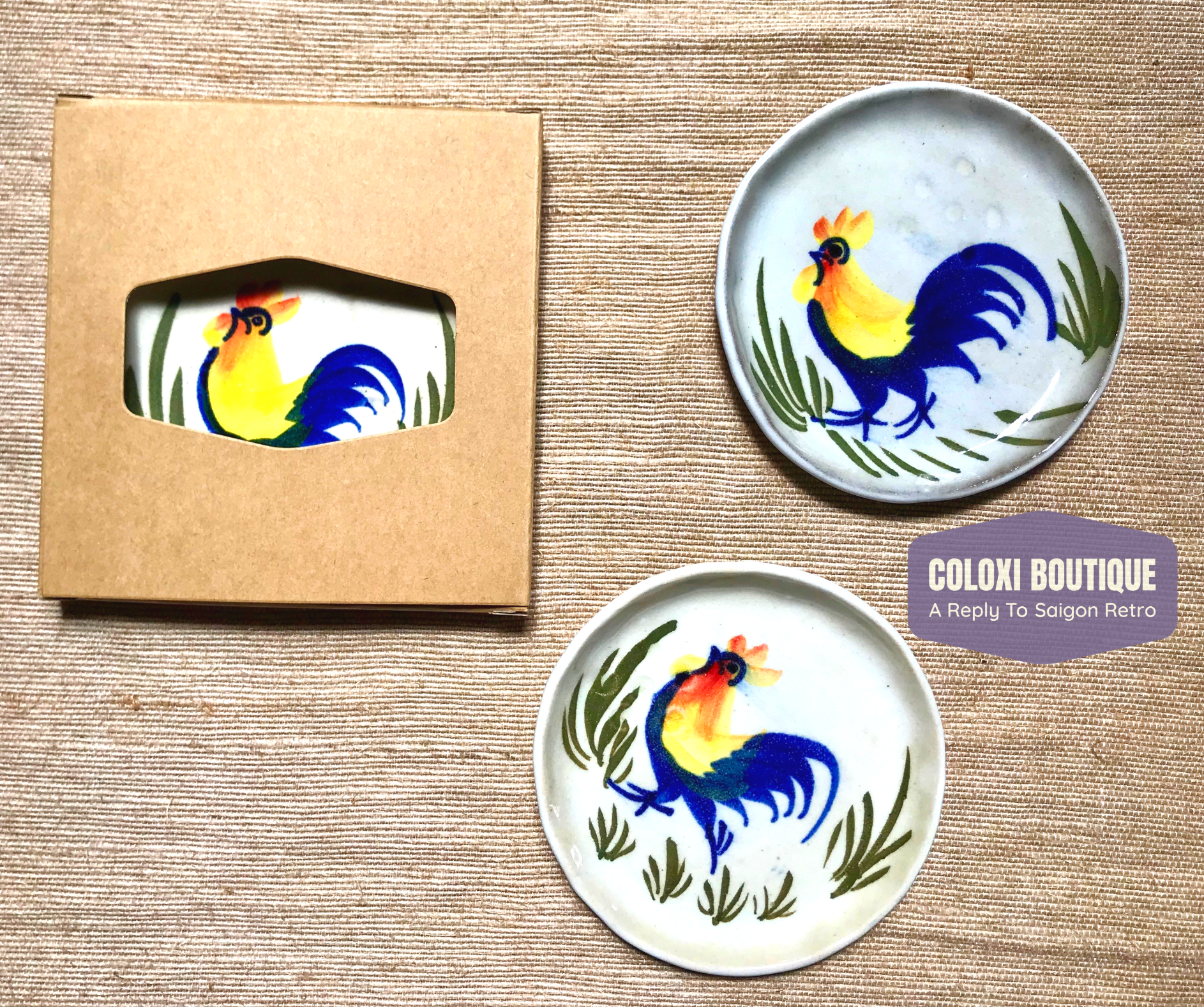 mini chicken hand-painted glaze ceramic coaster