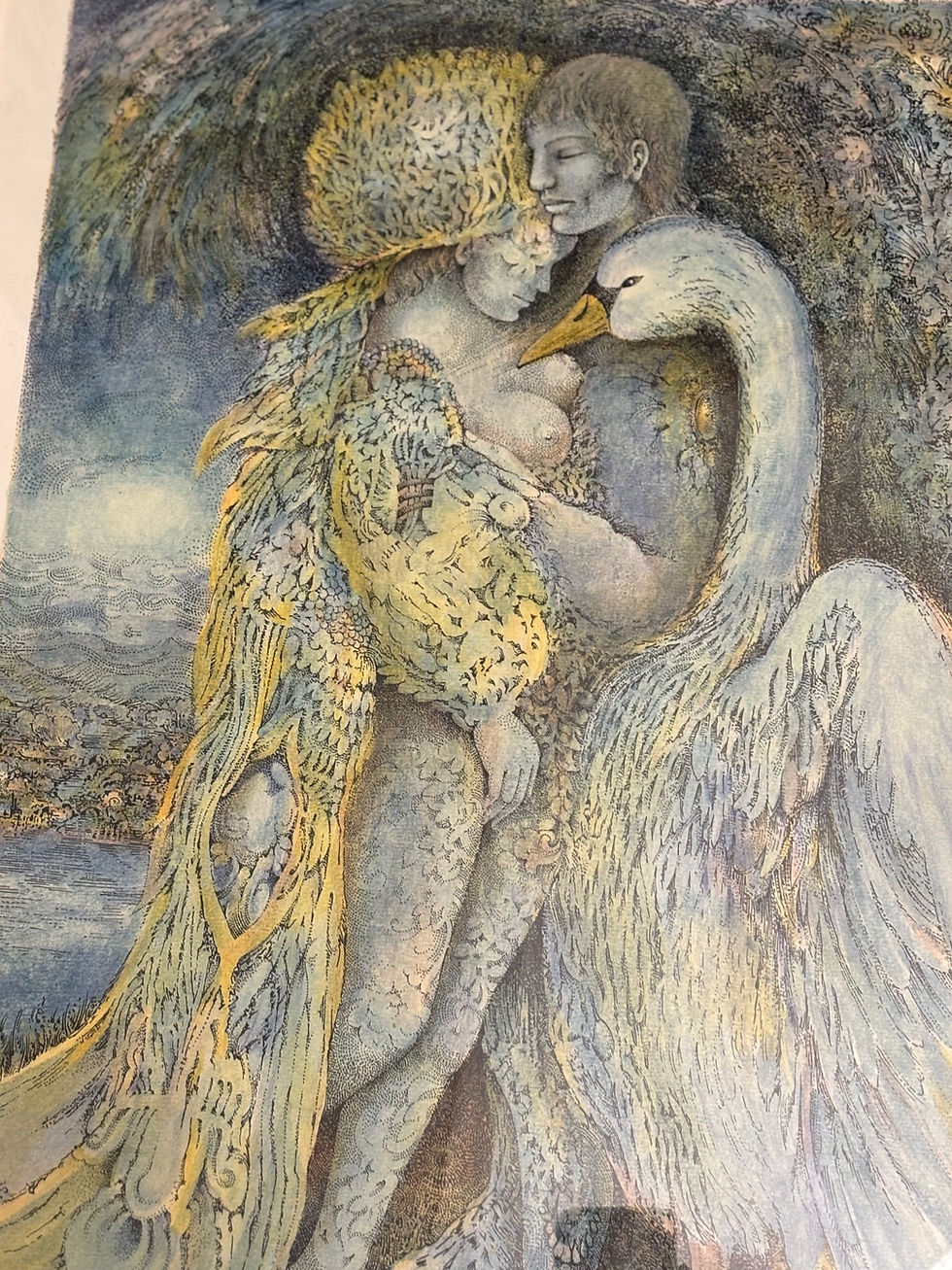 Miniaturbild: Emy Hudecek "Leda glaubt noch an den Schwan",  Lithographie,sign.