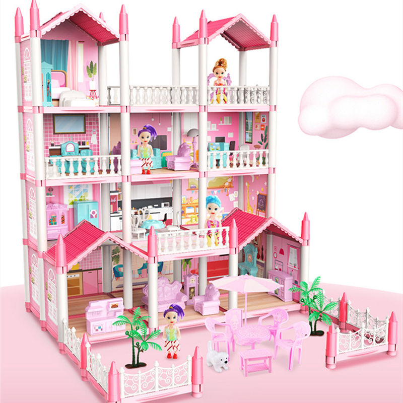 Miniaturbild: 3D DIY Fantasy Princess Castle Villa Assembly Doll House Set Toys ,girls' Famil