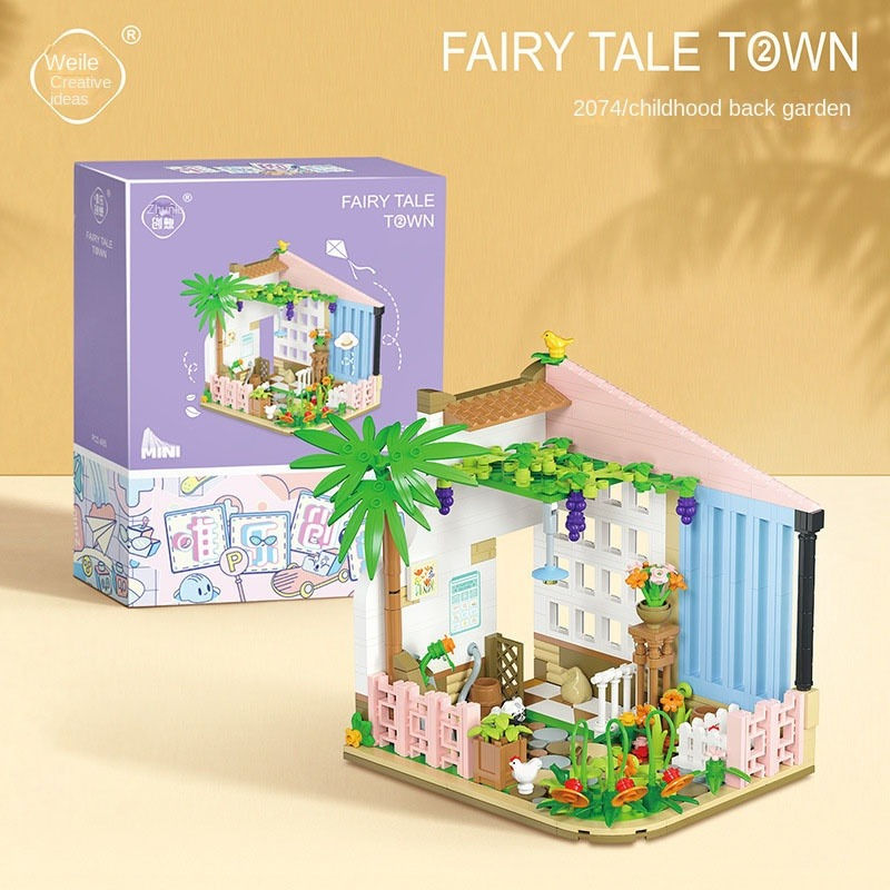 Miniaturbild: Street view food cart, small dining cart, children's assembled building block t