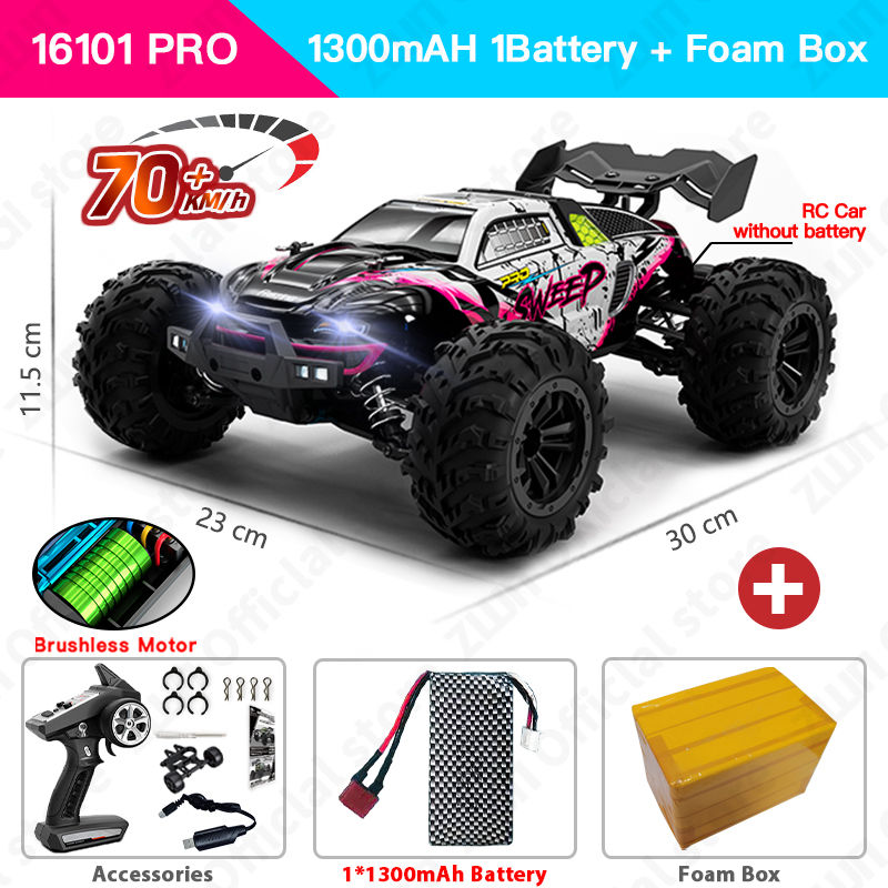 Thumbnail: ZWN 1:16 70 KM/H Oder 50 KM/H 4WD RC Auto Mit LED Fernbedienung Autos Hoher Ges