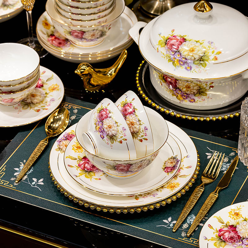 Miniaturbild: 60 stücke Geschirr-Sets im europäischen Stil Luxus-Geschirr-Sets aus Bone China