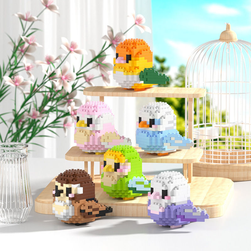 Thumbnail: Building Blocks 3D Bird Cute Parrot Model Assemble Table Decor Children Toys fo