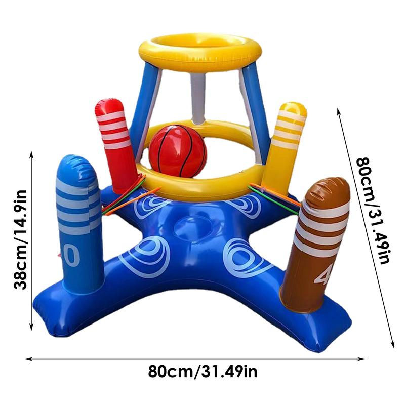 Thumbnail: Outdoor Swimming Pool Basketball Hoop Inflatable Ring Throwing Ferrule Game Set