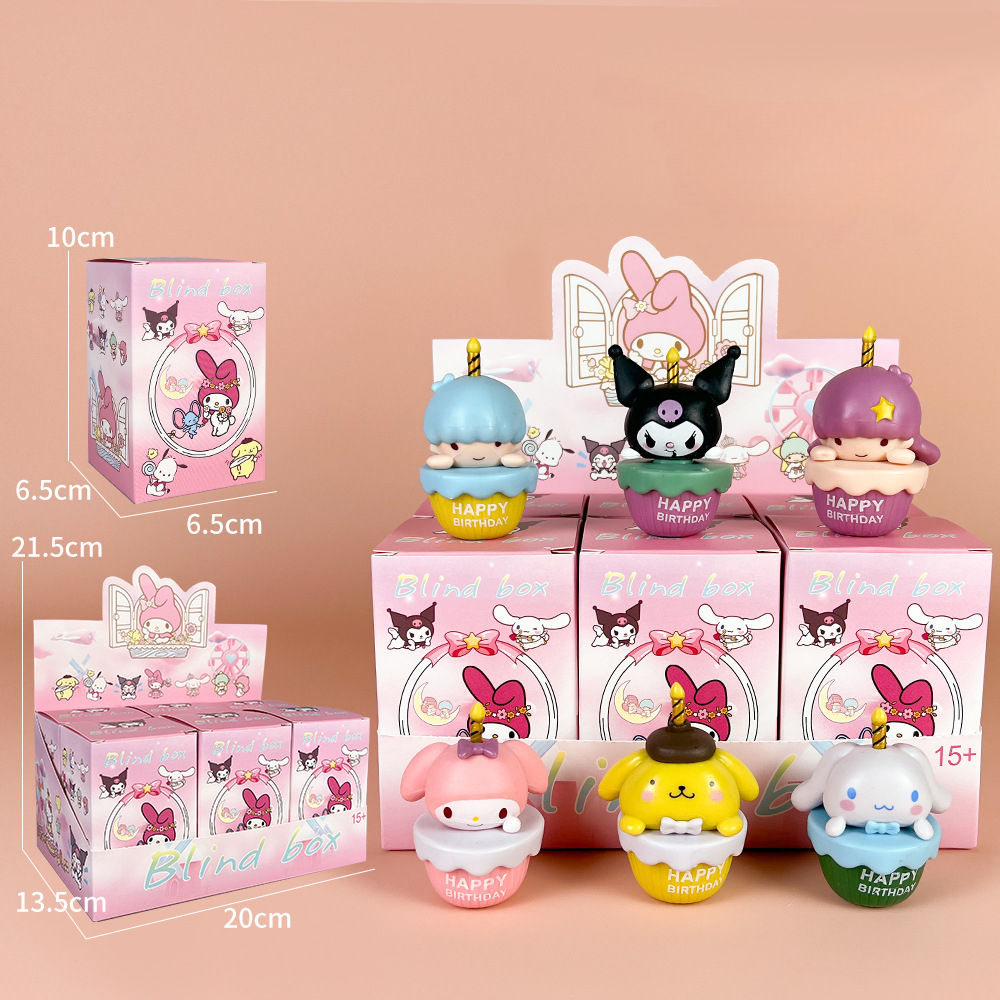 Sanrio Birthday Cake Blind Box Melody Figures Tea Party Maid Outfit Kuromi Pvc 