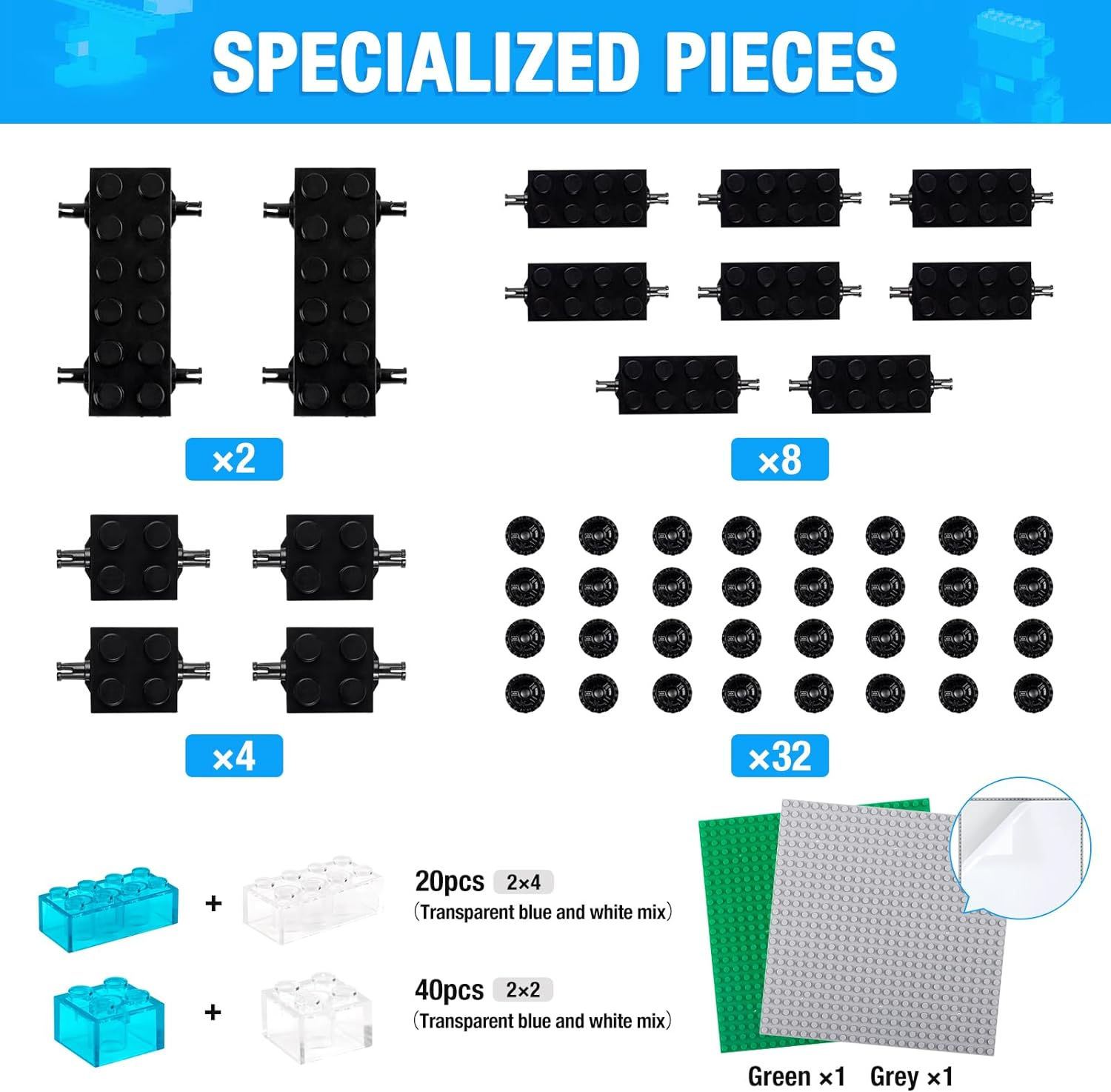 1600 Pieces Building Bricks, Building Bulks Blocks with 2 Packs 24x24 Studs Sti