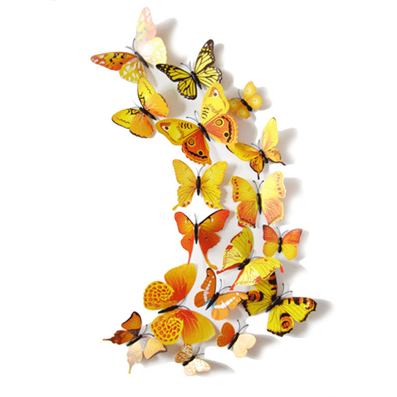 Thumbnail: 12Pcs 3D Magnet Butterflies Wall Stickers for Bedroom Living Room Wedding Decor