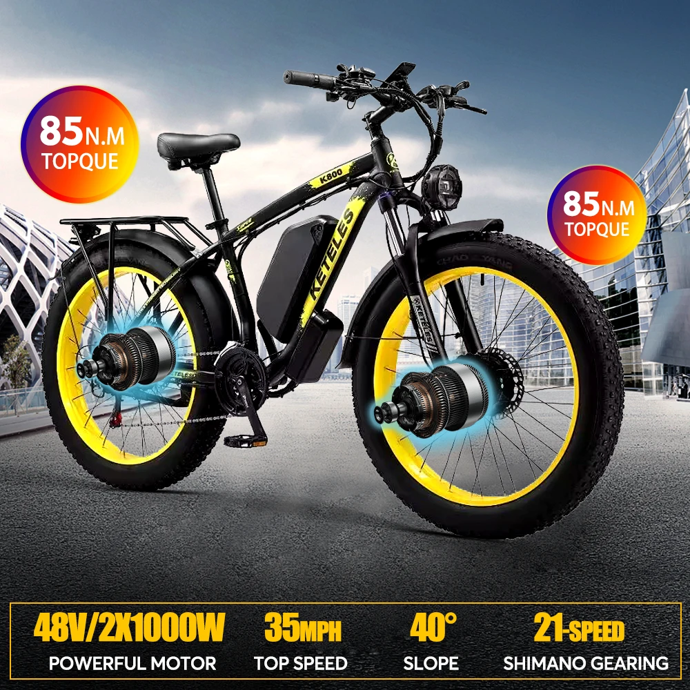 2000w k800 pro Elektro fahrrad Doppel motor 26 Zoll Fett reifen Fahrrad 48v 23a