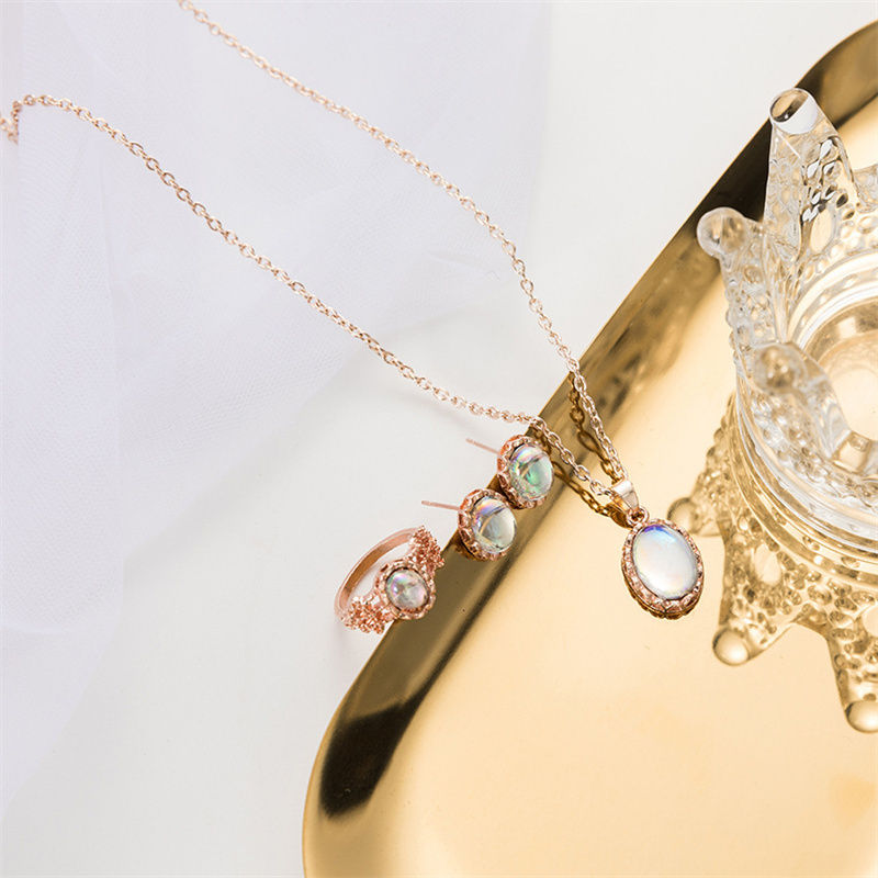 Miniaturbild: Woman Fashion Elegant Opal Jewelry Sets For Cubic Zirco Water Drop Necklace Pen