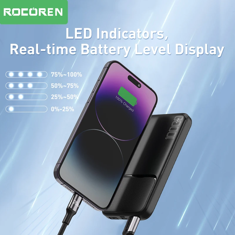 Miniaturbild: Rocoren Power Bank 10000mAh Fast Charging for iPhone Xiaomi POCO